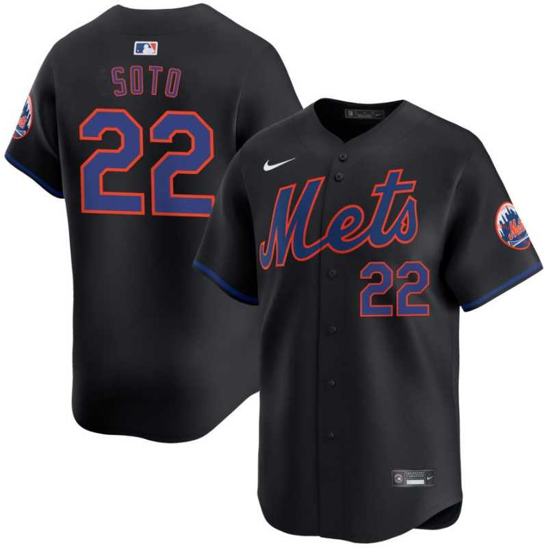 Men%27s New York Mets #22 Juan Soto Black 2024 Alternate Limited Stitched Jersey Dzhi